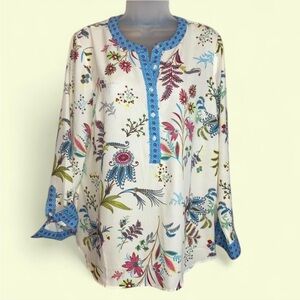 Talbots Floral Long Sleeve Blouse Large petite